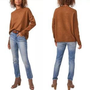 Vince Camuto Crew Neck Long Sleeve Extended Shoulder Seamed Sweater Size Large